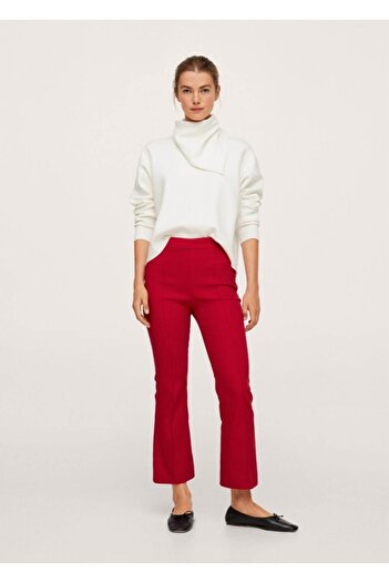 MANGO Woman Women's Red Short Flared Trousers