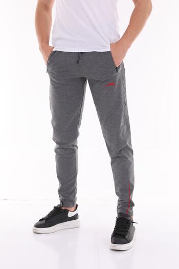 ZEYMERADE Men's Anthracite Leg Detailed Skinny Sweatpants