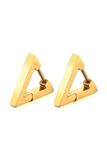 MAZEN 316 L Surgical Steel Gold Triangle Unisex Earrings (pair)