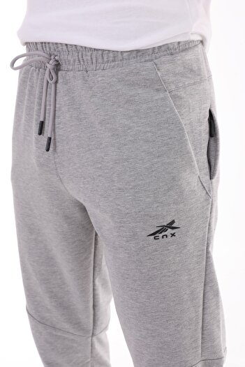 ZEYMERADE Men's Light Gray Hidden Side Pocket Detailed Sweatpants