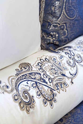 Karaca Home Venita Navy Blue 6 Piece Silk Bedspread