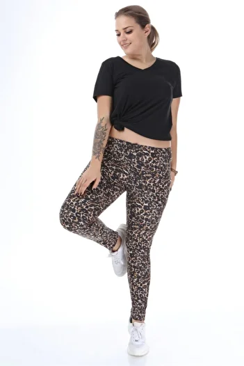 Seamoda Women's Brown Leopard Pattern Leggings