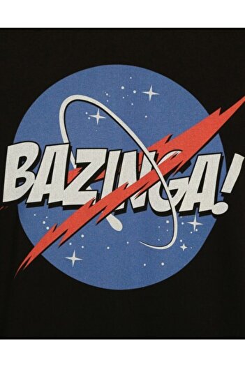 Bant Giyim Nasa Bazinga Men's Black T-Shirt - Big Bang Theory