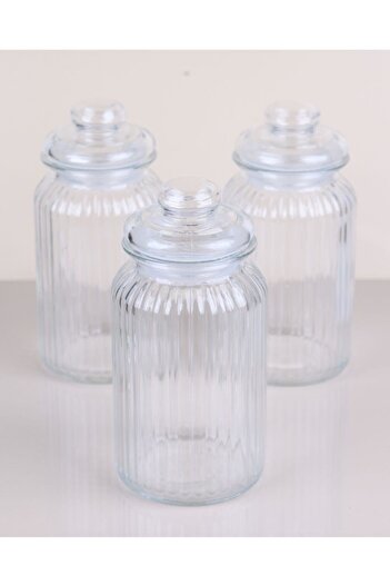 Fame Kıtchen Set of 3 Glass Jars with Vacuum Lid - 1400 ml