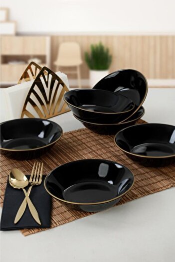 SERAMİKCİ Black Gold 6-Piece Dinner Plate*6