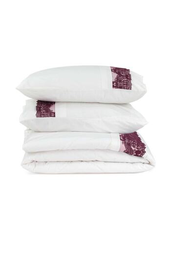 Elart Duvet Cover Set Double 100% Natural Cotton Lace 4 Pillows 6 Pieces Turquoise Plum