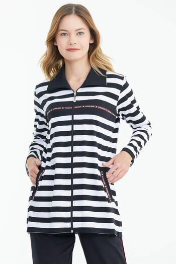 Sementa Wide Collar Striped Suit Black