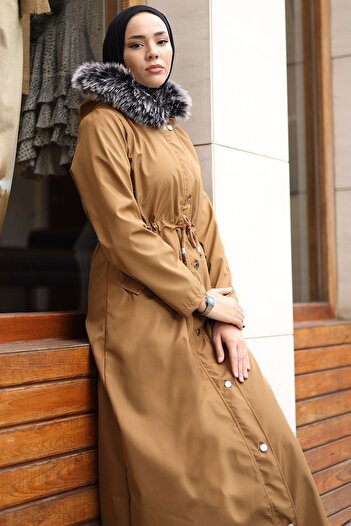InStyle Γούνινο Inside Fleece Long Coat 2002 - Καφέ