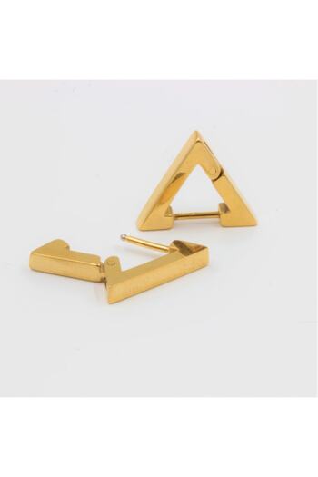 MAZEN 316 L Surgical Steel Gold Triangle Unisex Earrings (pair)