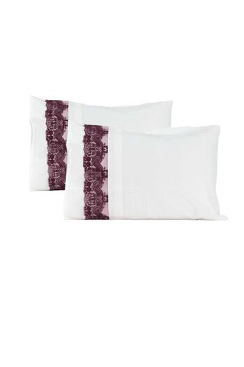 Elart Duvet Cover Set Double 100% Natural Cotton Lace 4 Pillows 6 Pieces Turquoise Plum