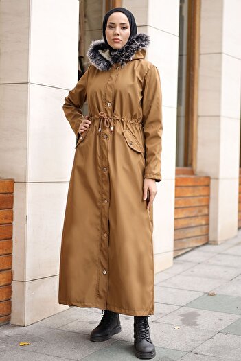 InStyle Γούνινο Inside Fleece Long Coat 2002 - Καφέ