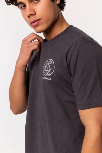 Nur Aka by Nurteks Achaeans Embroidered Anthracite 100% Cotton Oversize Large Size T-shirt