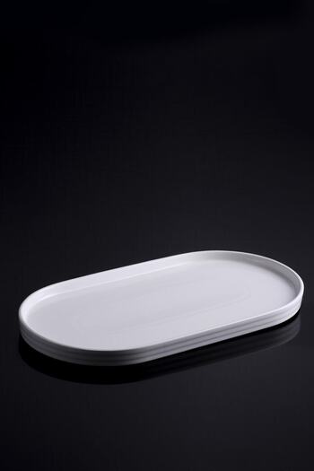 ACAR Emma White Porcelain Oval Boat Serving Plate 4 Pieces 32 Cm