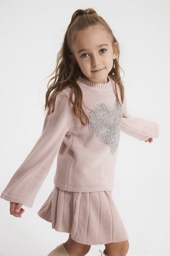 TRENDYOLKIDS Pink Plush Detailed Girl's Knitwear Sweater