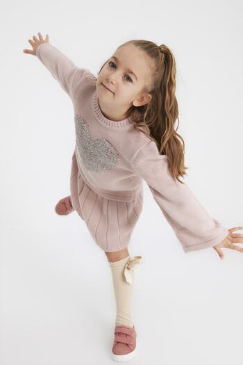 TRENDYOLKIDS Pink Plush Detailed Girl's Knitwear Sweater