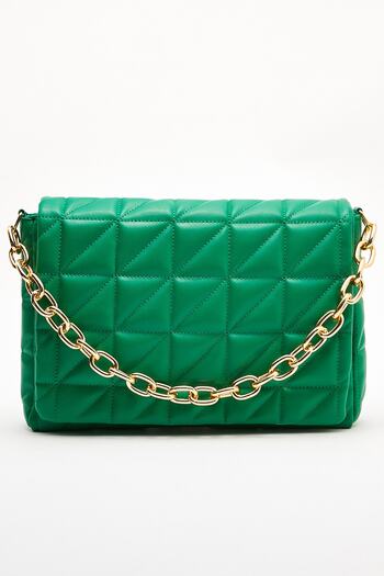 Çantacımstore Women's Chain Quilted Shoulder Bag Green Large