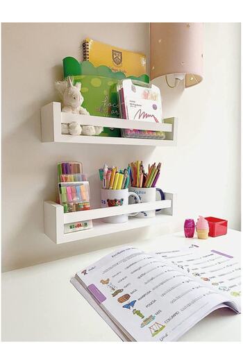 Egecan Mobilya Children's Room Bathroom Living Room Kitchen Shelf Bookcase Wall Shelf Set of 2