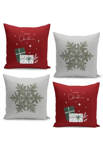 Filamente 4-Piece Throw Pillow Cover Set New Year's Eve Christmas Pattern Double-Sided Digital Printed