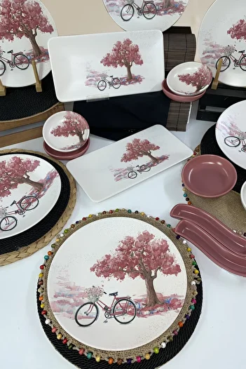 Keramika Bicycle 16 Piece Breakfast Set for 6 People