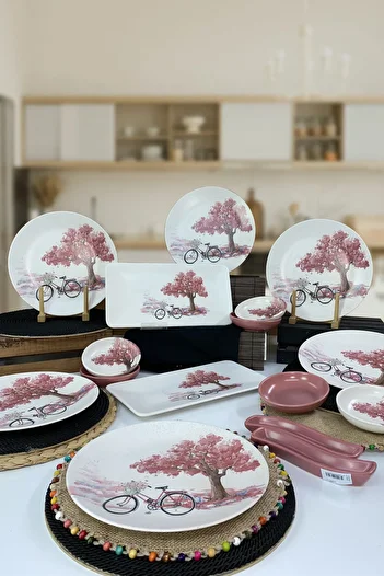 Keramika Bicycle 16 Piece Breakfast Set for 6 People