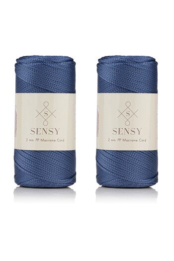 SENSY Premium 400 gr Πολυεστερικό σχοινί μακραμέ 2 mm Σετ 2 τεμαχίων Τζιν Μπλε Μακραμέ Σχοινί Supla Bag No:4