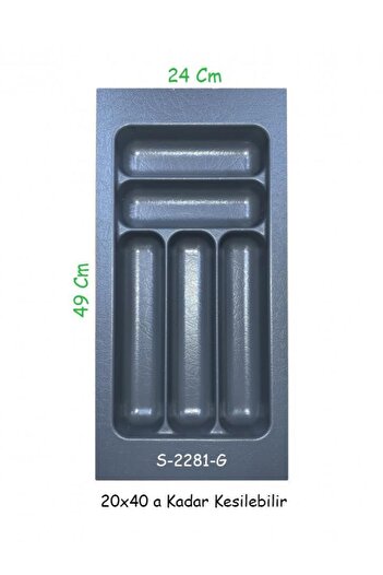 STARAX S-2293-G Gray Plastic Spoon Holder Drawer Inside