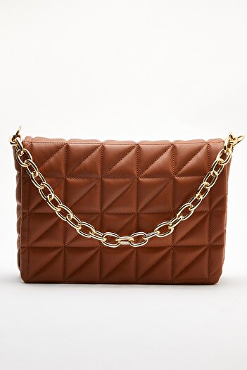 Çantacımstore Women's Chain Quilted Shoulder Bag Brown (large)