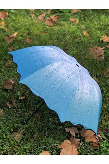 Rainwalker Rüzgarda Kırılmayan Su Damlacıklı Mavi Kadın Şemsiye