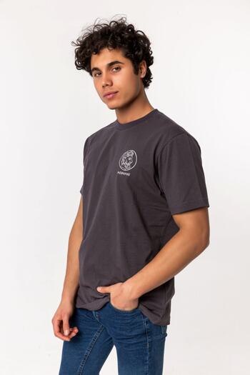 Nur Aka by Nurteks Achaeans Embroidered Anthracite 100% Cotton Oversize Large Size T-shirt
