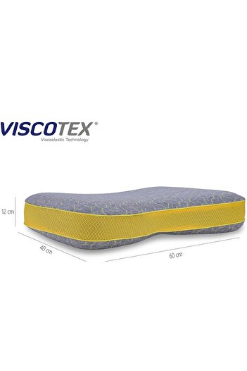 VİSCOTEX Visco Ortopedik Boyun Destekli-ekstra Pamuk Kılıf-taşıma Çantalı Yastık-60x40x12, Sarı