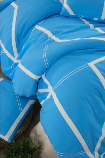 Mulberry Duvet Cover Set, Sheet Set, 100% Cotton, Soft, Luxury Sheet, Double Size 200*220 Blue