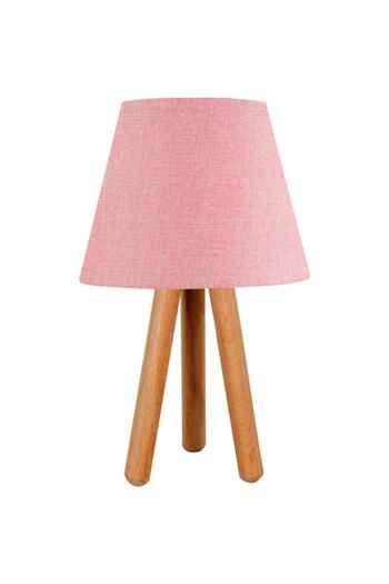 EvLight Pink Wooden Lampshade with Three Legs