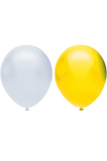 BEST PARTİ DOĞUM GÜNÜ PARTİ SÜSLERİ Metallic Balloon Set 20 Pieces (White, Yellow)
