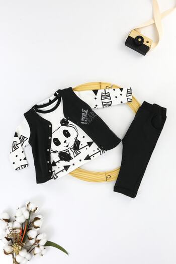 Umaybebek 3-Piece Baby Kids Set with Panda Vest