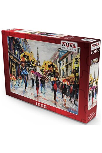 Nova Puzzle لغز 1000 قطعة من شوارع إيفل في الطقس الممطر - لوحة زيتية