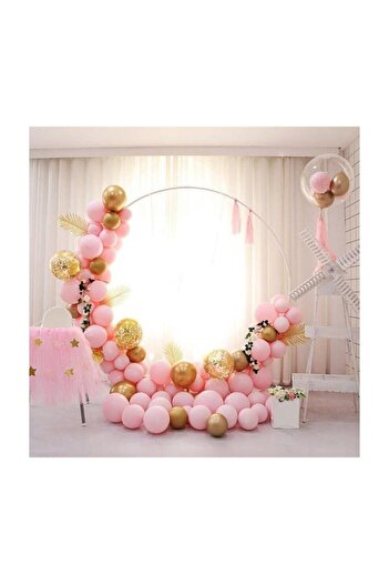 Parti dolabı Pink Macaron Gold Chrome Confetti Balloon Chain Set