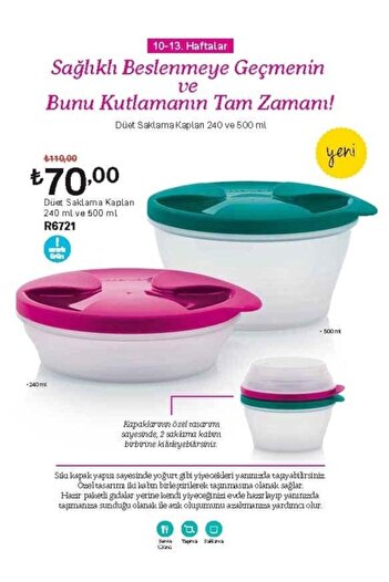 Tupperware Ahi Silk Duet Storage Containers 240 And 500 Ml