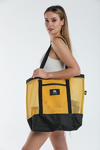 ELEPHANT ÇANTA Unisex Yellow Chain Mesh Beach Bag