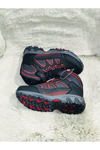 Metin Ayakkabı Red Black Banded and Siliphon Inner Material Fleece Children's Boots