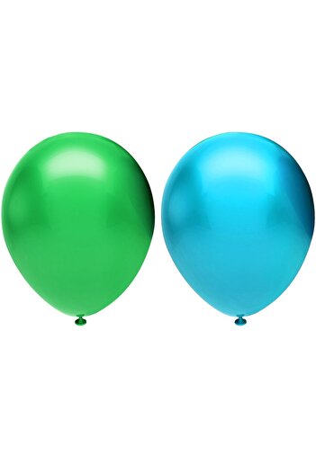 BEST PARTİ DOĞUM GÜNÜ PARTİ SÜSLERİ Metallic Balloon Set 10 Pieces (Light Blue, Dark Green)