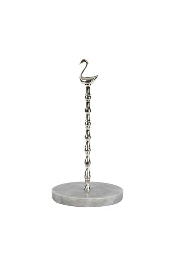 mar&more Gray Marble Towel Holder with Deer Figure - Silver Color