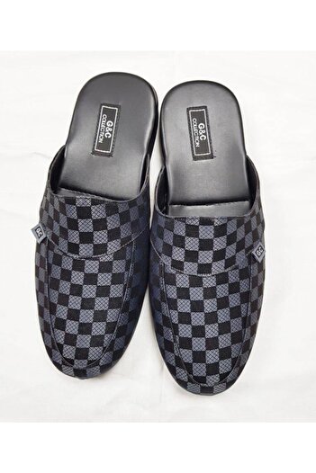 GC Men's Black Poly Sole Plaid Home Slippers