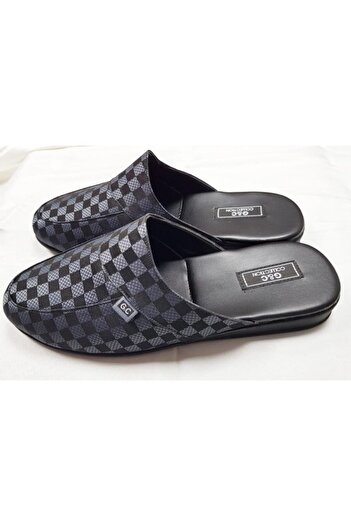 GC Men's Black Poly Sole Plaid Home Slippers