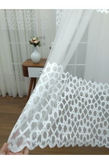 Esse Home Floş Örme Dantel Tül Perde, 100x250, Normal Pile, 1/2.5