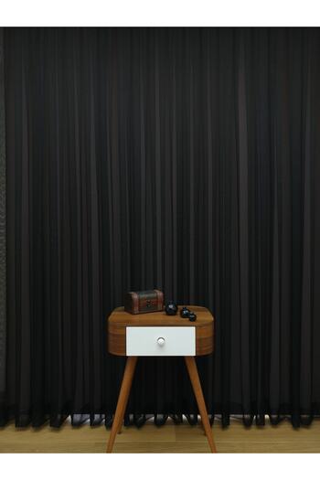 Esse Home Black Plain Tulle Curtain Skirt Folded, 500x260, Sparse Pleat, 1/2