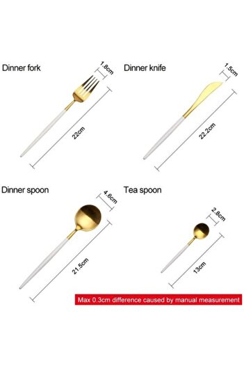 DMR LİFE Elit 36 Piece White Gold Spoon Fork Set