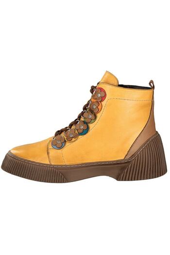 İNZE AYAKKABI Mustard Genuine Leather Boots-Model Name: Dubai