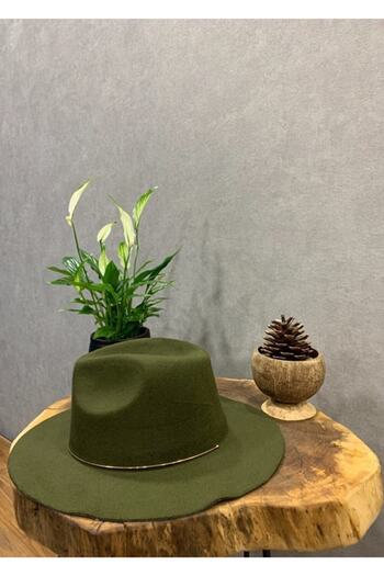 BALIENTE Women's Fedora Hat - Khaki with Accessory Detail