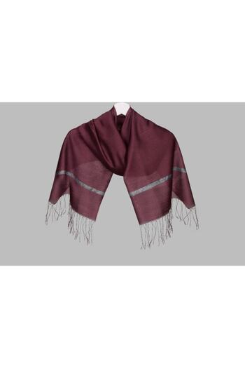 ARMANDA Glitter Striped Shawl - Burgundy-silver