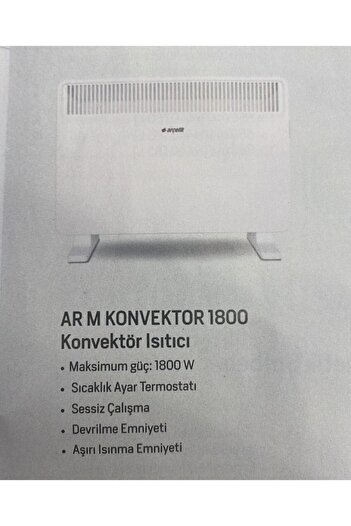 Arçelik Konvektor 1800 Konvektör Isıtıcı